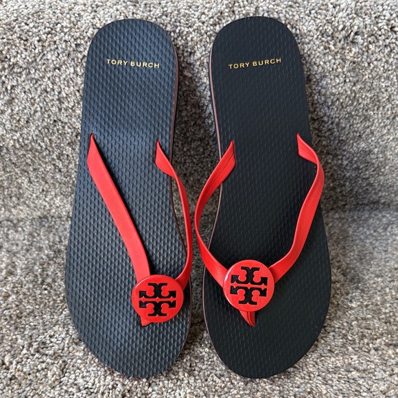 Tory Burch Shoes - Tory Burch Black and Grenadine Sandals